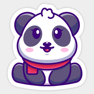 Cute baby panda sitting cartoon illustration Sticker